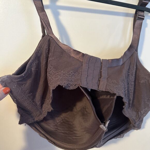 CACIQUE lightly lined T shirt bra sz 44G underwire lace sexy purple delicate - Picture 5 of 10